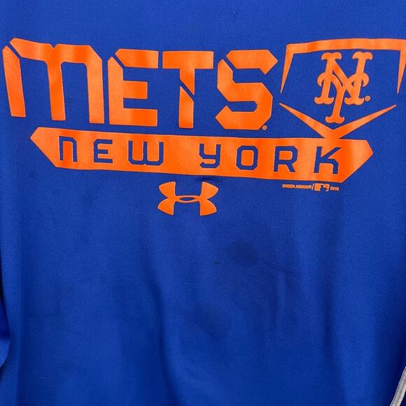 Mens Under Armour New York Mets Hoodie Blue Orange Size XL 2016 - Picture 3 of 6